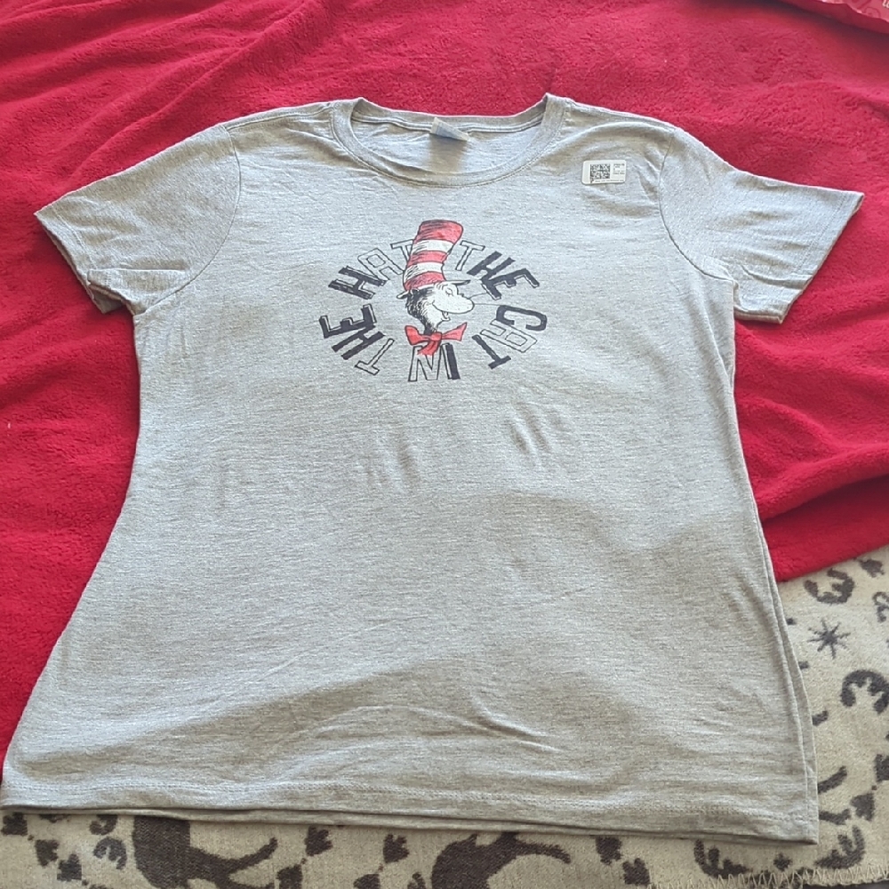 Gray Cat in the Hat Kids T-Shirt